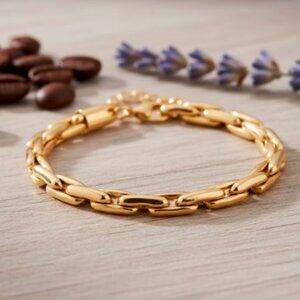 Hammer Circular Link Bracelet in ION Plated YG Stainless Steel